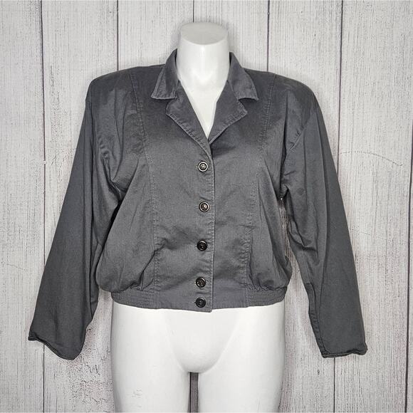 VTG 80s Riverstone Adventure Clothing Company Gray Bomber Jacket, size 14 - Picture 1 of 7